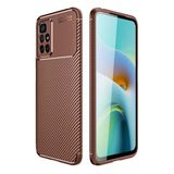 Case 4U Xiaomi Redmi Note 11 4G Kılıf Rugged Armor Karbon Desenli Lüx Negro Silikon Arka Kapak Kahverengi
