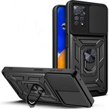 Case 4u Xiaomi Redmi Note 12 Pro 4g Kılıf Ultra Korumalı Kamera Korumalı Manyetik Sürgülü Vega Kapak Siyah