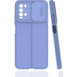 Case 4U Xiaomi Redmi Note 9 4g Kılıf Sürgülü Niss Slide Kamera Korumalı Deri Görünümlü Leke Tutmaz Lüks Silikon Lila