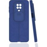 Case 4U Xiaomi Redmi Note 9 Pro / 9s Kılıf Sürgülü Niss Slide Kamera Korumalı Deri Görünümlü Leke Tutmaz Lüks Silikon Lacivert