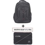 Case Club 2114 Büyük Boy Laptop Sırt Çantası 17 Inç Darbe Emici Koruma Su Geçirmez Kumaş Kılıf Hediyeli