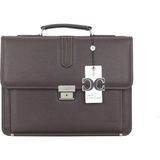 Case Club Evrak Çantası Kilit Mekanizmalı A4 Kağıt ve Dosya Uyumlu Omuz Askılı - Kahverengi - 13x39,5x30,5