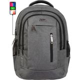 Case Club Laptop Sırt Çantası 15,6" - 16 " Inç USB Aparat Darbe Emici Koruma Su Geçirmez Kumaş - Gri