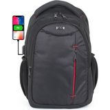 Case Club USB Aparatlı Unisex Sırt Çantası 15,6 Inç Laptop Bölmeli Su Geçirmez Kumaş - Siyah