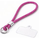 Case Collection Taşlı Telefon Askısı Parlak Lüx Işıltılı Charm El Için Küçük Bilek Strap Aparatlı Kullanım - Fuşya