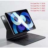 Case Port Apple iPad Air 11 (M2) 2024 A2902 A2903 A2904 Hava 11 M3 2025 Arkadan Aydınlatmalı Dokunmatik Yüzey Klavye Kapakları Manyetik Kılıf - Siyah
