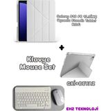 Case Port Samsung Galaxy Tab S10 Fe 10.9ınç Uyumlu Standli Tablet Kilif Bluetooth Klavye Mouse - Gri - Beyaz