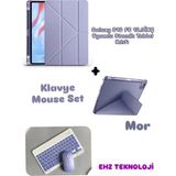 Case Port Samsung Galaxy Tab S10 Fe 10.9ınç Uyumlu Standli Tablet Kilif Bluetooth Klavye Mouse - Mor