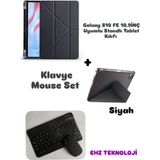 Case Port Samsung Galaxy Tab S10 Fe 10.9ınç Uyumlu Standli Tablet Kilif Bluetooth Klavye Mouse - Siyah