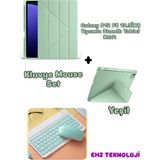 Case Port Samsung Galaxy Tab S10 Fe 10.9ınç Uyumlu Standli Tablet Kilif Bluetooth Klavye Mouse - Yeşil