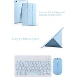 Case Port Samsung Galaxy Tab S11 11INÇ 2025 ile Uyumlu Kılıf Kalem Bluetooth Klavye ve Mouse Set, Standlı X736 X730 - Mavi