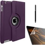 Case Street Apple iPad Mini 1 Kılıf Kapaklı Standlı 360 Dönebilen Koruma DN11 + Nano + Kalem Mor