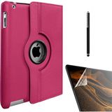 Case Street Apple iPad Mini 1 Kılıf Kapaklı Standlı 360 Dönebilen Koruma DN11 + Nano + Kalem Pembe Koyu - Koyu Pembe