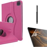Case Street Apple iPad Pro 12.9 2022 M2 Kılıf Kapaklı Standlı 360 Dönebilen Koruma DN33 + Nano + Kalem Pembe
