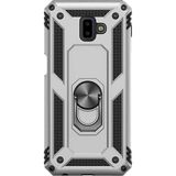 Case Street Samsung Galaxy J6 Plus Kılıf Vega Yüzüklü Mıknatıslı+Nano Glass Gümüş