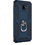 Case Street Samsung Galaxy J6 Plus Kılıf Vega Yüzüklü Mıknatıslı+Nano Glass Lacivert