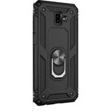 Case Street Samsung Galaxy J6 Plus Kılıf Vega Yüzüklü Mıknatıslı+Nano Glass Siyah
