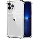 Case World Apple iPhone 13 Pro Max Kapak Kamera Korumalı Kartlıklı Darbe Emici Özellikli Şeffaf Silikon Kılıf
