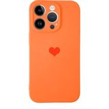 Case World Caseworld Apple iPhone 14 Pro Max Kapak Kalp Logolu Kamera Korumalı Içi Kadife Lansman Silikon Kılıf - Turuncu