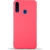 Case World Caseworld Samsung Galaxy A20S Kapak Içi Kadife Lansman Silikon Kılıf - Neon Pembe