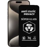 Caseart Apple iPhone 15 Pro Max Tam Kaplayan Anti Statik Hayalet Süper Cam Ekran Koruyucu - Şeffaf