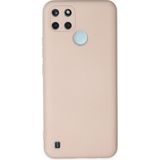 Caseart Realme C25Y Kapak Içi Kadife Kamera Korumalı Lansman Silikon Kılıf - Pudra