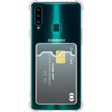 Caseart Samsung Galaxy A20S Kapak Kamera Korumalı Kartlıklı Darbe Emici Özellikli Şeffaf Silikon Kılıf