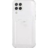 Caseart Samsung Galaxy M12 Kapak Kamera Korumalı Kartlıklı Darbe Emici Özellikli Şeffaf Silikon Kılıf