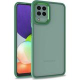 Caseart Samsung Galaxy M12 Kapak Metal Kamera Korumalı Arkası Şeffaf Silikon Kılıf - Yeşil