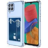 Caseart Samsung Galaxy M32 Kapak Kamera Korumalı Kartlıklı Darbe Emici Özellikli Şeffaf Silikon Kılıf