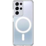 Caseart Samsung Galaxy S21 Ultra Kılıf Magsafe Kablosuz Şarj Destekli Şeffaf Silikon Kapak