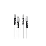 CaseHub (4'LÜ SET) Spiral Kablo Koruyucu Silikon Universal Koruma Şarj Kablosu Kulaklık Koruma Siyah