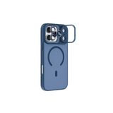 Caseji Apple iPhone 17 Pro Uyumlu Metal Standlı Tuşlu Mat Lens Hediyeli Nevada Case Telefon Kılıfı, Mavi