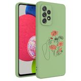 Caseji Samsung Galaxy A53 ile Uyumlu Premium Kaliteli Silikon Kılıf, Kadifeli Baskı, Yeşil Çiçek Kadın