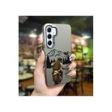 Caseji Samsung Galaxy A55 Uyumlu Motorcu Baskı Desen Darbe Emici Telefon Kılıfı, Silikon, Gri