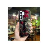 Caseji Samsung Galaxy A55 Uyumlu Samuray Baskı Desen Darbe Emici Telefon Kılıfı, Silikon, Gri