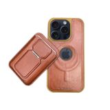 Casematic Manyetik Lüks Deri Cüzdan Kılıf, iPhone 14 Pro Max için, Kahverengi, MagSafe Uyumlu, Çift Parçalı Koruyucu Tasarım