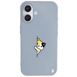 Casen Apple iPhone 16 Plus ile Uyumlu Silikon Kılıf, Kedi Tasarımlı, Mavi, Kamera Korumalı