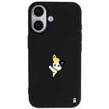 Casen Apple iPhone 16 Plus ile Uyumlu Silikon Kılıf, Kedi Tasarımlı, Siyah, Kamera Korumalı