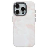 Casen Casen iPhone 14 Pro Max Uyumlu MagSafe Premium Pembe Beyaz Mermer Kamera Korumalı Kılıf
