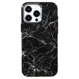 Casen Casen iPhone 15 Pro Uyumlu MagSafe Premium Siyah Beyaz Mermer Kamera Korumalı Kılıf
