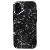 Casen Casen iPhone 16 Plus Uyumlu MagSafe Premium Siyah Beyaz Mermer Kamera Korumalı Kılıf