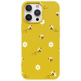 Casen iPhone 11 Pro ile Uyumlu Silikon Kılıf, Arı ve Çiçek Tasarımlı, Sarı, Kamera Korumalı