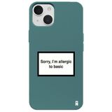 Casen iPhone 12 ile Uyumlu Silikon Kılıf, Kamera Korumalı, I'm Allergic Yazılı, Haki