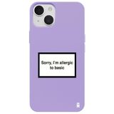 Casen iPhone 12 ile Uyumlu Silikon Kılıf, Lila, Kamera Korumalı, I'm Allergic Yazılı