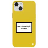 Casen iPhone 12 ile Uyumlu Silikon Kılıf, Sarı, Kamera Korumalı, I'm Allergic Yazılı