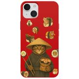 Casen iPhone 12 Kırmızı Kedi Tasarımlı Gimbap Cat Renkli Silikon Telefon Kılıfı