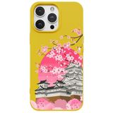 Casen iPhone 12 Pro ile Uyumlu Sarı Lansman Sakura Renkli Silikon Kılıfı, ip-12-pro