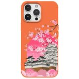 Casen iPhone 12 Pro ile Uyumlu Turuncu Lansman Sakura Renkli Silikon Kılıfı, ip-12-pro
