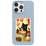 Casen iPhone 12 Pro Max ile Uyumlu Mavi Lansman Renkli Silikon Black Cat Tasarımlı Telefon Kılıfı, ip-12-pro-max